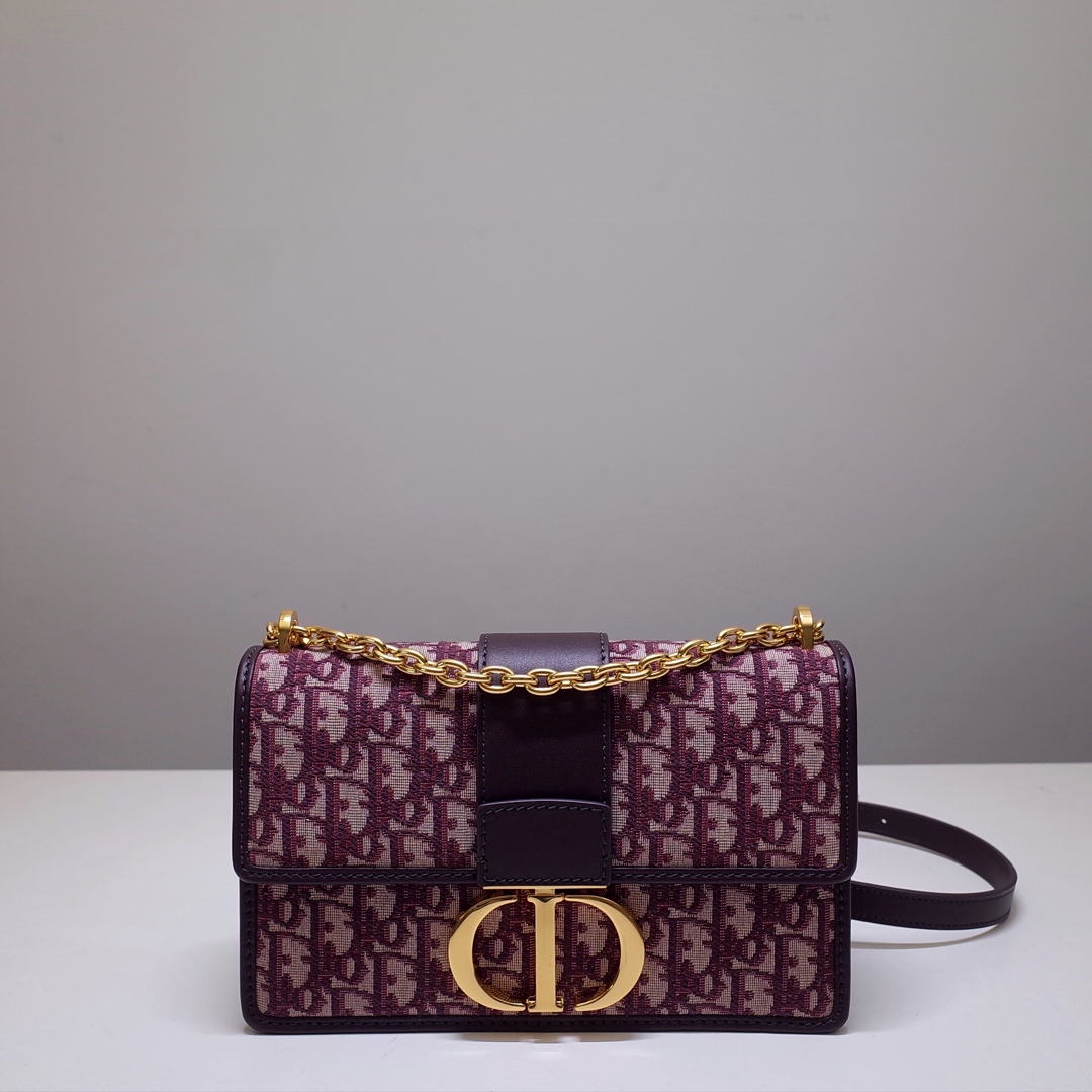 30 Montaigne Chain Bag Red Dior Oblique Jacquard